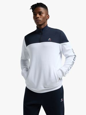 Mens Le Coq Sportif Saison 1/2 Zip Colourblock Navy/White Sweat Top