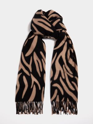 Women's Black & Nude Zebra Print Scarf