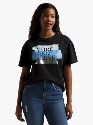 Women's Black Graphic Print T-Shirt