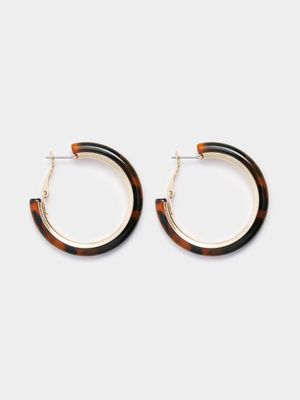 Women's Black And Brown Hoop Earrings