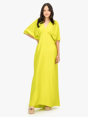 Women's Rosey & Vittori Lime Satin Short Sleeve Dress