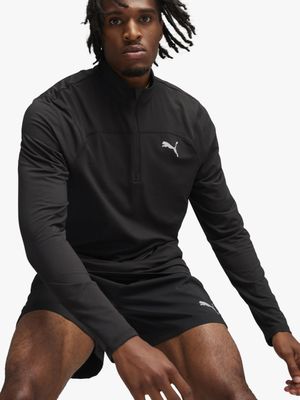 Mens Puma Run Cloudspun 1/4 Zip Black Long Sleeve Top