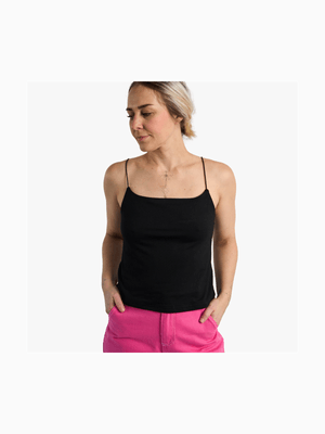 Womens Me&B The Shock Cord Black Basic Cami Top