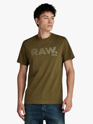 G-Star Men's 3D RAW. Logo Slim Green T-shirt