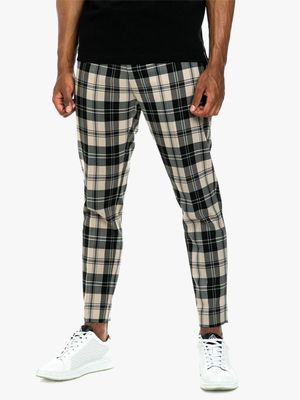 MKM CAMEL/BLACK SMART LARGE CHECK TROUSER