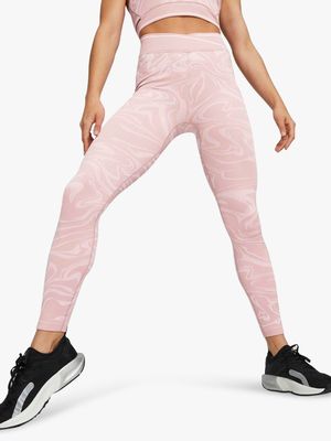 Womens Puma Formknit All Over Print High-Waisted Pink Tights