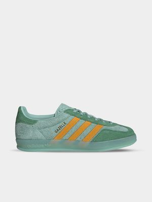 adidas Originals Women's Gazelle Indoor Hazy-Green/Yellow Sneaker