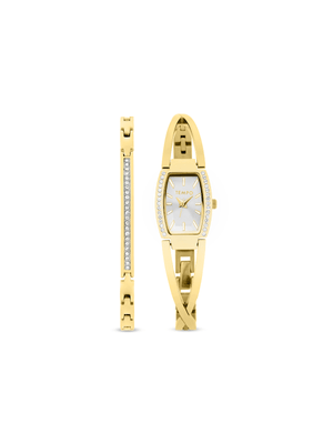 Tempo Ladies Gold Tone Bangle Watch Set