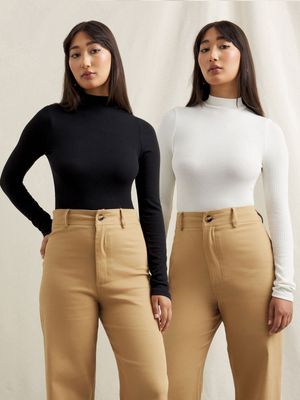 Women's Canvas 2 Pack Soft Rib Turtle Neck Bodysuit