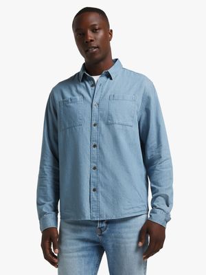 Men's Light Wash Denim Shirt