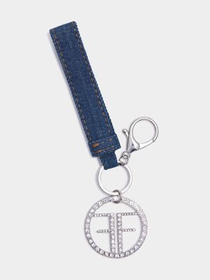 Denim FF Logo  Encrusted Keychain