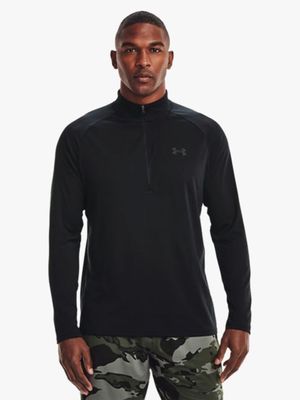 Mens Under Armour Tech 1/2 Zip Long Sleeve Black Top