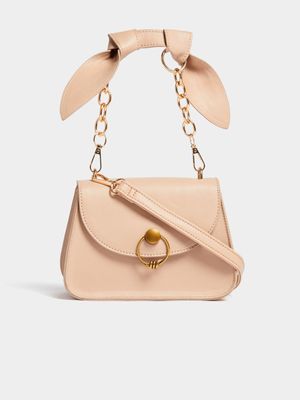 Women's Nude Knot Detail Crossbody Bag