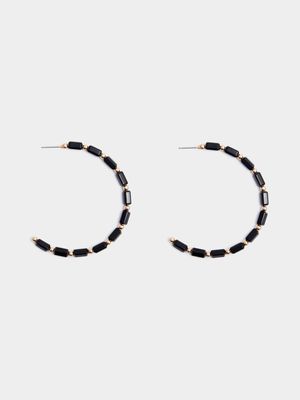 Skinny Glam Bead Hoop Earrings