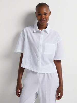 Cotton Crinkle Button Through Shirt