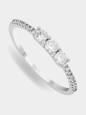 Sterling Silver & Cubic Zirconia Trilogy Promise Ring