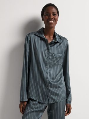 Pinstripe Satin Button Through Shirt