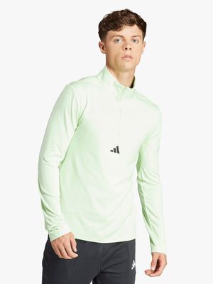 Mens adidas 1/4 Zip Long Sleeve Green Track Top