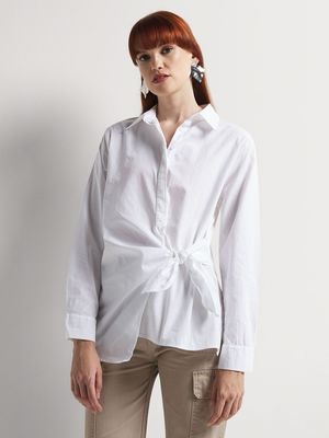 Cotton Poplin Wrap Shirt