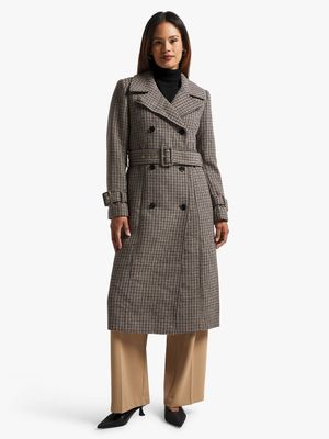 Women's Pringle Brown Haley Houndstooth Coat