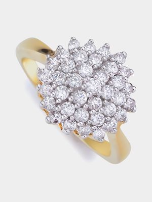 9ct Yellow Gold 1ct Diamond Cluster Ring