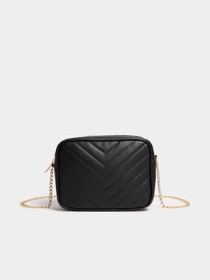 Women's Black Quilted Crossbody Bag