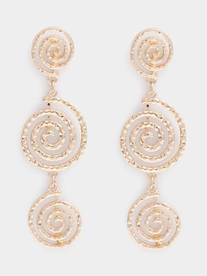 Tripe Swirl Design Drop Earrings