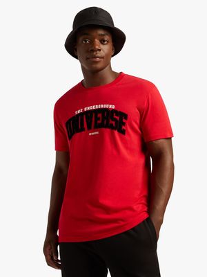 Sneaker Factory Men's Flocked Graphic Red Top & T-Shirt