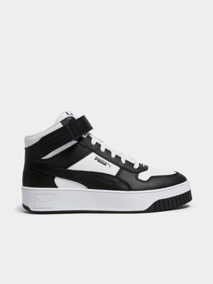 Womens Puma Carina Street Mid White/Black Sneakers