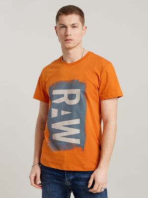 G-Star Men's Painted RAW Graphic Orange T-Shirt