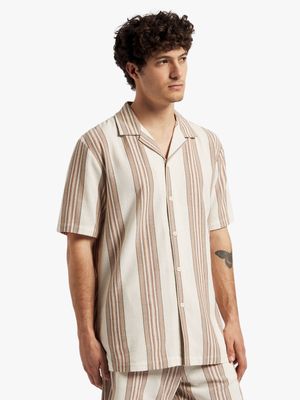 Men's Markham Textured Yarn Dye Stripe Rust Shirt