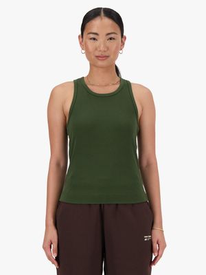 Womens New Balance Heritage Racer Khaki Tank Top