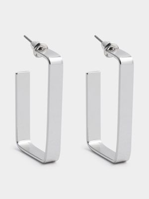 Women's Silver Chunky Square Earrings