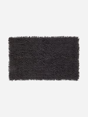 Jet Home Charcoal Cotton Chenille Noddle Bath Mat