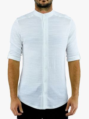 Men's Zeitgeist Cream Mandarin Collar Shirt