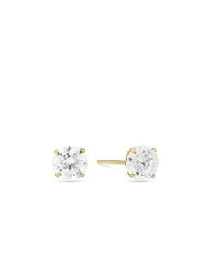 Yellow Gold, 6mm Cubic Zirconia Stud Earring