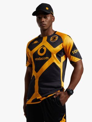 Mens Kappa Kaizer Chiefs Aboupre Pro 7 Black/Yellow Saffron Jersey