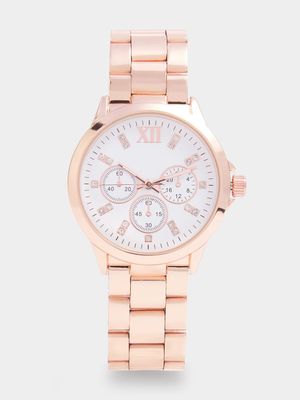 Women's Rose Gold Metal Link Watch