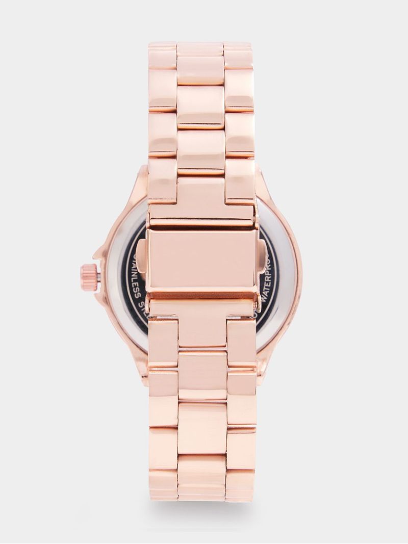 Women s Rose Gold Metal Link Watch Bash