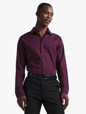 Jet Men's Burgundy Poplin Shirt