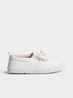 Jet Older Girls White Butterfly Slip On Sneakers