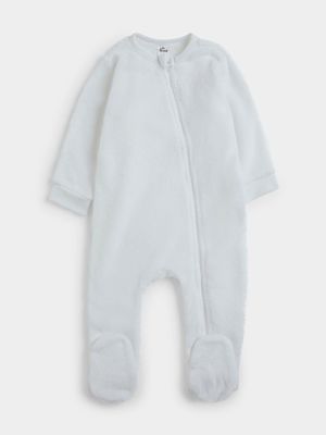 Jet Baby White Fleece Sleepsuit