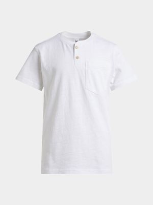 Jet Younger Boys White Slub Henley T-Shirt