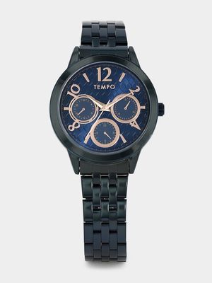 Tempo Blue Plated Blue & Rose Tone Dial Bracelet Watch