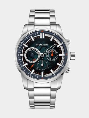 Police Men's Greenlane Semi-transparent Navy Dial & Stainless Steel Chronograph Bracelet Watch