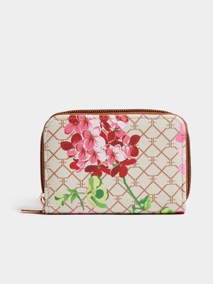 Flower Print Monogram Cardholder