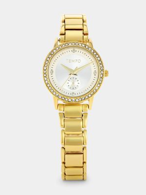 Tempo Gold Plated Silver Dial Bracelet Watch