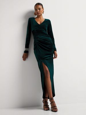 Luella Draped Velour Column Dress