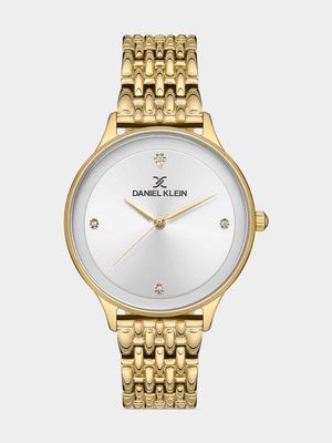 Daniel Klein Gold Plated White Dial Bracelet Watch