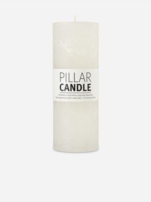 pillar candle rustic white 7.3x20cm